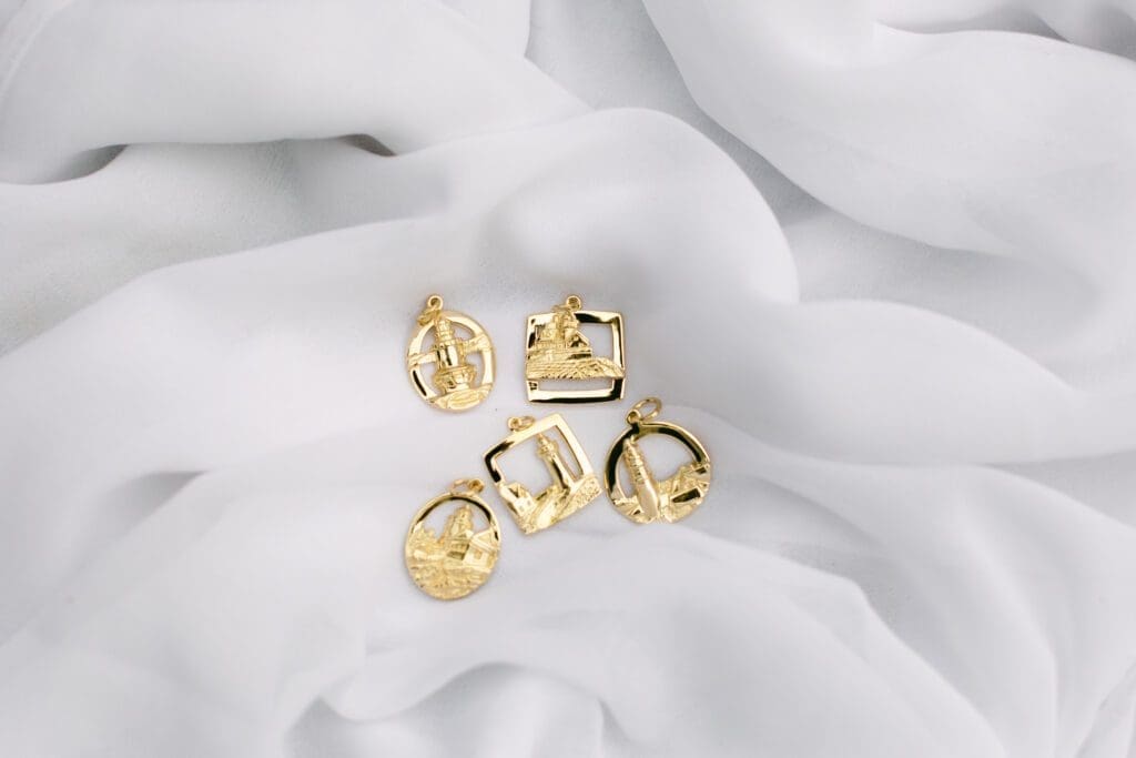 Maine Lighthouses charms on White Maine Lighthouses charms collection on White